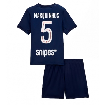 Billige Fotballdrakt Paris Saint-Germain Marquinhos #5 Replika Hjemmedraktsett Barn 2025-26 Kortermet (med bukser)